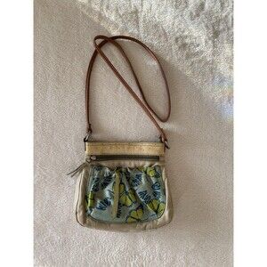 Fossil Vintage Leather Key-per Crossbody Purse Butterfly Boho 80s
